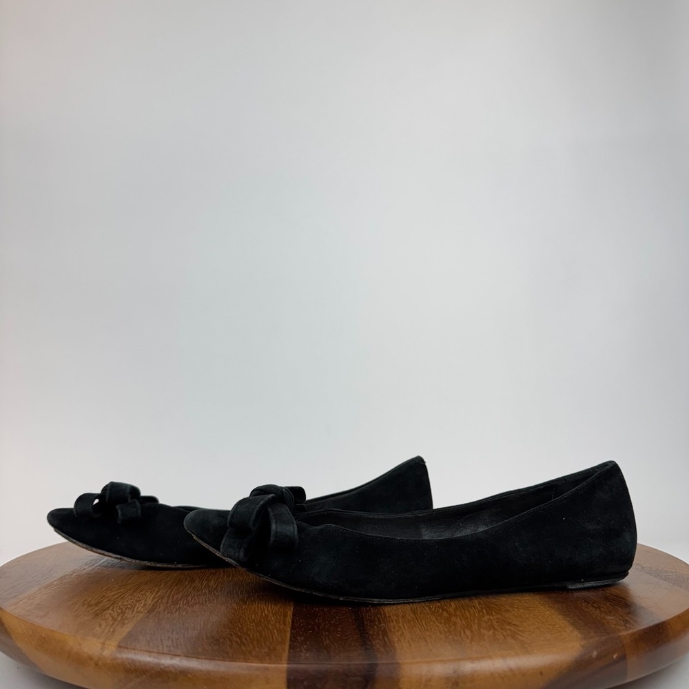 Womens Isa Tapia Black Suede Bow Slip On Ballet Flats Shoes Size 36.5 US 6.5‎ M